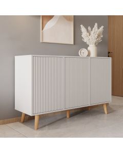 Sideboard Farbe Weiß 120 cm mit geriffelten Türen Renzo
