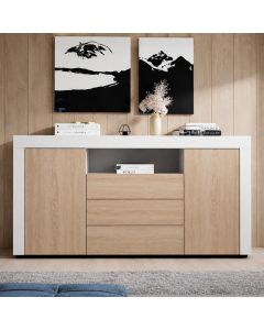 Sideboard Modell Yanis - Weiß und Sonoma