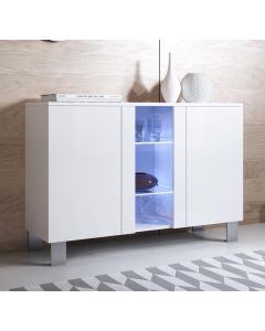 Sideboard Modell Luke A1 mit Aluminiumfüßen (120x82cm) - Weiß
