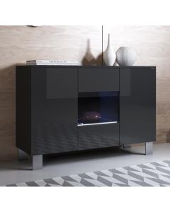 Sideboard Modell Luke A2 mit Aluminiumfüßen (120x82cm) - Schwarz