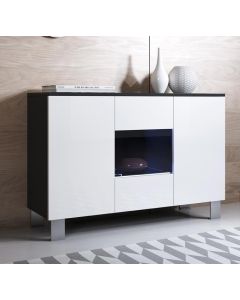 Sideboard Modell Luke A2 mit Aluminiumfüßen (120x82cm) - Schwarz und Weiß
