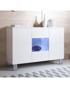 Sideboard Modell Luke A2 mit Aluminiumfüßen (120x82cm) - Weiß