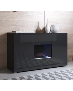 Sideboard Modell Luke A2 mit Standardfüßen (120x72cm) - Schwarz