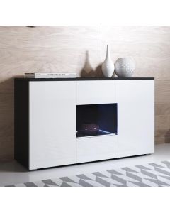 Sideboard Modell Luke A2 mit Standardfüßen (120x72cm) - Schwarz und Weiß