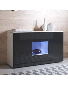 Sideboard Modell Luke A2 mit Standardfüßen (120x72cm) - Weiß und Schwarz
