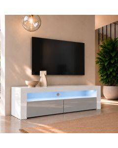 TV-Lowboard Aker (140x50,5cm) - Weiß und Grau