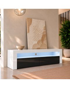 Mueble TV modelo Aker (140x50,5cm) color blanco y Negro