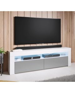 TV-Lowboard Aker (140x50,5cm) - Weiß und Grau