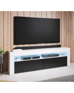 TV-Lowboard Aker (140x50,5cm) - Weiß und Schwarz