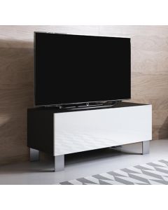 TV-Schrank Modell Luke H1 mit Aluminiumfüße (100x42cm) - Schwarz und Weiß