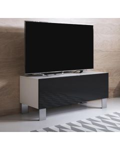 TV-Schrank Modell Luke H1 mit Aluminiumfüße (100x42cm) - Weiß und Schwarz