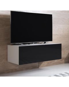 TV-Lowboard Modell Luke H1 (100x30cm) - Weiß und Schwarz
