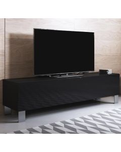 TV-Schrank Modell Luke H2 mit Aluminiumfüße (160x42cm) - Schwarz