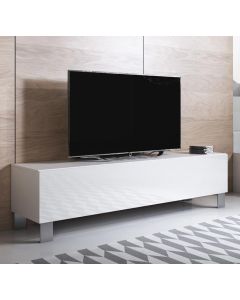 TV-Schrank Modell Luke H2 mit Aluminiumfüße (160x42cm) - Weiß