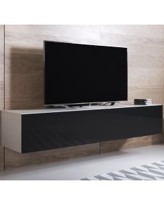 TV-Lowboard Modell Luke H2 (160x30cm) - Weiß und Schwarz