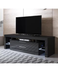 TV-Lowboard Modell Selma mit LED-Beleuchtung (160x53cm) - Schwarz