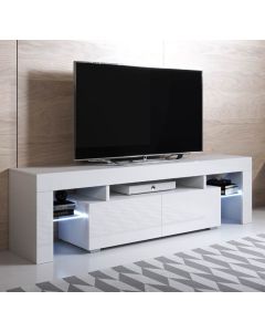 TV-Lowboard Modell Unai mit LED-Beleuchtung (160x45cm) - Weiß