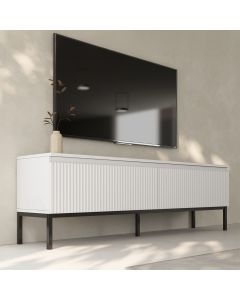 TV-Sideboard Logan geriffelt Farbe Weiß