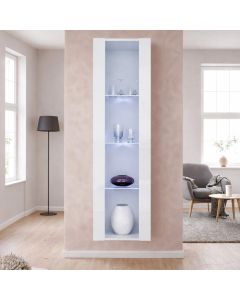 Vitrinenschrank Weiß mit LED-Beleuchtung 40x170cm Modell Nora V5