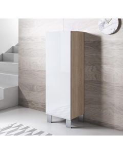 Vitrinenschrank Modell Luke V1 mit Aluminiumfüße (40x138cm) - Sonoma und Weiß