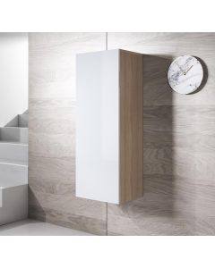 Vitrinenschrank Modell Luke V1 (40x126cm) - Weiß und Sonoma