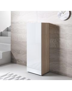Vitrinenschrank Modell Luke V1 mit Standardfüße (40x128cm) - Sonoma und Weiß