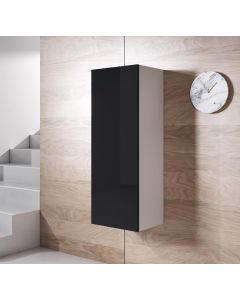 Vitrinenschrank Modell Luke V1 (40x126cm) - Weiß und Schwarz