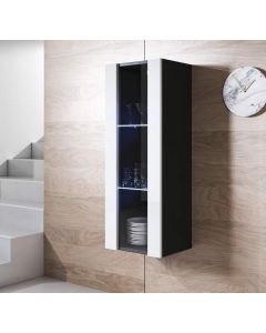 Vitrinenschrank Modell Luke V2 (40x126cm) - Schwarz und Weiß