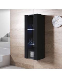 Vitrinenschrank Modell Luke V2 (40x126cm) - Schwarz