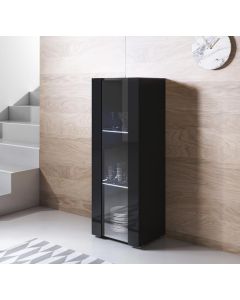 Vitrinenschrank Modell Luke V2 mit Standardfüße (40x128cm) - Schwarz