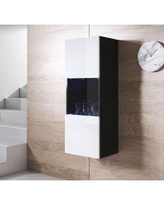 Vitrinenschrank Modell Luke V3 (40x126cm) - Schwarz und Weiß
