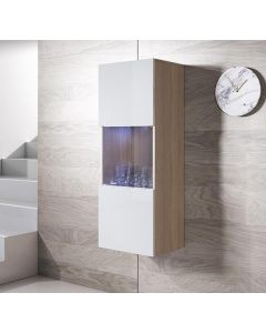 Vitrinenschrank Modell Luke V3 (40x126cm) - Sonoma und Weiß