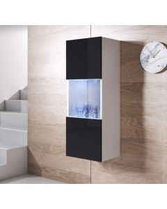 Vitrinenschrank Modell Luke V3 (40x126cm) - Weiß und Schwarz