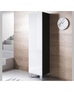 Vitrinenschrank Modell Luke V4 mit Aluminiumfüße (40x177cm) - Schwarz und Weiß
