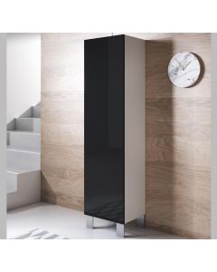 Vitrinenschrank Modell Luke V4 mit Aluminiumfüße (40x177cm) - Weiß und Schwarz