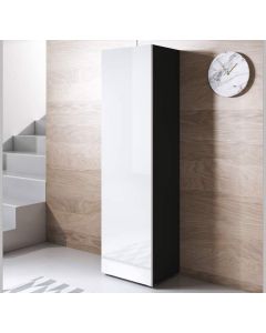 Vitrinenschrank Modell Luke V4 mit Standardfüße (40x167cm) - Schwarz und Weiß