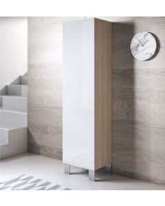 Vitrinenschrank Modell Luke V4 mit Aluminiumfüße (40x177cm) - Sonoma und Weiß