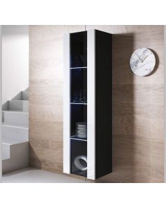 Vitrinenschrank Modell Luke V5 (40x165cm) - Schwarz und Weiß