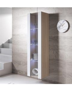 Vitrinenschrank Modell Luke V5 (40x165cm) - Sonoma und Weiß