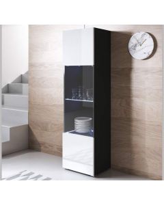 Vitrinenschrank Modell Luke V6 mit Standardfüße (40x167cm) - Schwarz und Weiß