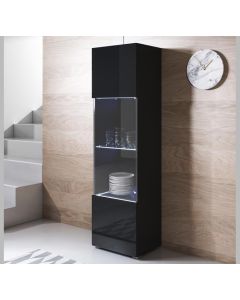 Vitrinenschrank Modell Luke V6 mit Standardfüße (40x167cm) - Schwarz