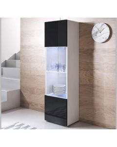 Vitrinenschrank Modell Luke V6 mit Standardfüße (40x167cm) - Weiß und Schwarz