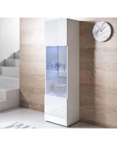 Vitrinenschrank Modell Luke V6 mit Standardfüße (40x167cm) - Weiß
