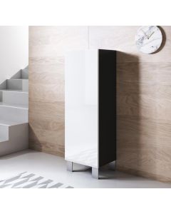 Vitrinenschrank Modell Luke V1 mit Aluminiumfüße (40x138cm) - Schwarz und Weiß