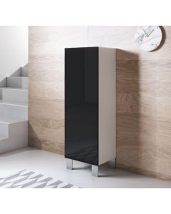 Vitrinenschrank Modell Luke V1 mit Aluminiumfüße (40x138cm) - Weiß und Schwarz