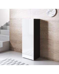Vitrinenschrank Modell Luke V1 mit Standardfüße (40x128cm) - Schwarz und Weiß