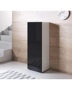 Vitrinenschrank Modell Luke V1 mit Standardfüße (40x128cm) - Weiß und Schwarz