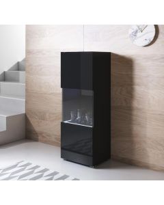 Vitrinenschrank Modell Luke V3 mit Standardfüße (40x128cm) - Schwarz
