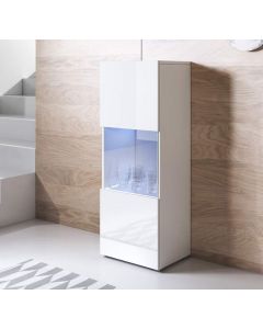 Vitrinenschrank Modell Luke V3 mit Standardfüße (40x128cm) - Weiß
