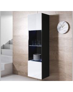 Vitrinenschrank Modell Luke V6 (40x165cm) - Schwarz und Weiß